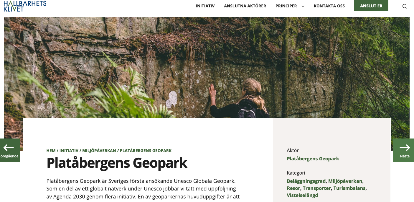 Pla­tå­ber­gens Geo­park är en del av Hållbarhetsklivet