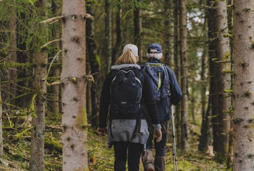 Vandring längs bergkanten